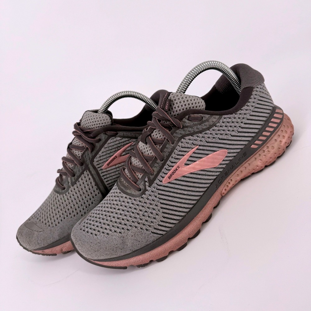 Brooks Adrenaline GTS 20 Womens Sz 9.5 Running Shoes Grey Rose Gold 1202961B045